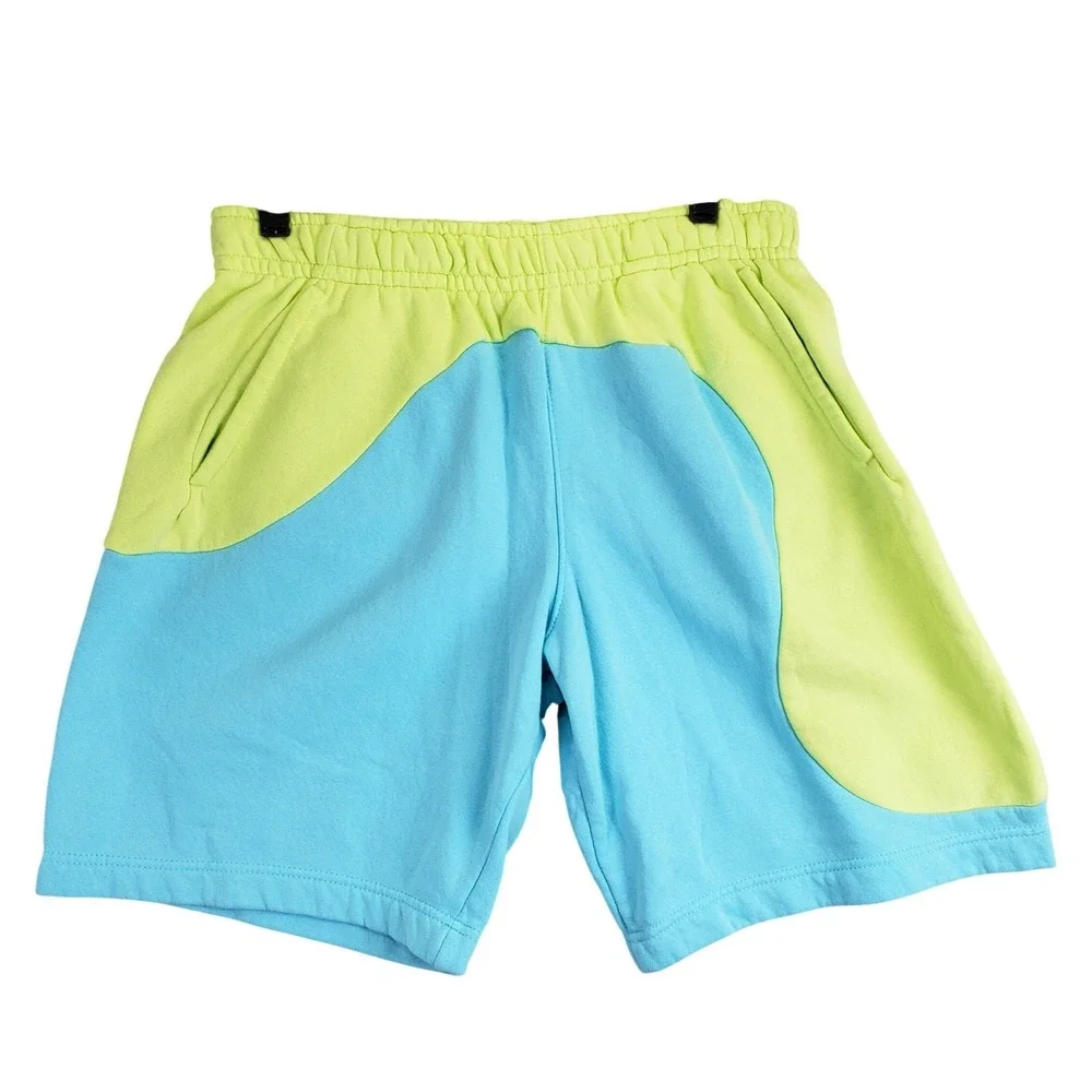 Nike Colorblock Sweat Shorts Mens M Blue Lime Green Streetwear Athleisure